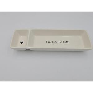 Rae Dunn 'Lead from the Heart' Ceramic Tray Plate